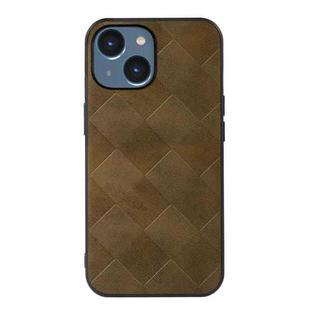 For iPhone 14 Weave Plaid PU Phone Case (Green)