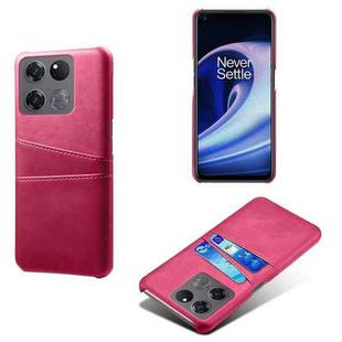 For OnePlus Ace Racing Dual Card Slots Calf Texture PC + PU Phone Case(Rose Red)