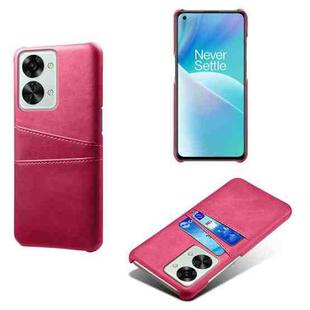 For OnePlus Nord 2T 5G Dual Card Slots Calf Texture PC + PU Phone Case(Rose Red)