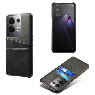 For OPPO Reno8 Pro+ Dual Card Slots Calf Texture PC + PU Phone Case(Black)