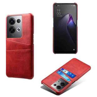 For OPPO Reno8 Pro+ Dual Card Slots Calf Texture PC + PU Phone Case(Red)