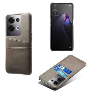 For OPPO Reno8 Pro+ Dual Card Slots Calf Texture PC + PU Phone Case(Grey)