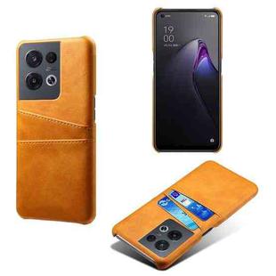 For OPPO Reno8 Pro Dual Card Slots Calf Texture PC + PU Phone Case(Orange)