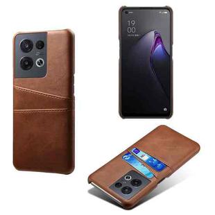 For OPPO Reno8 Pro Dual Card Slots Calf Texture PC + PU Phone Case(Brown)