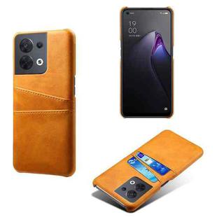 For OPPO Reno8 Dual Card Slots Calf Texture PC + PU Phone Case(Orange)
