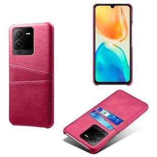 For vivo S15 Pro Dual Card Slots Calf Texture PC + PU Phone Case(Rose Red)