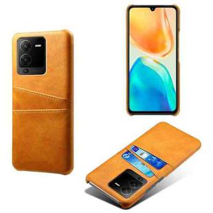 For vivo S15 Dual Card Slots Calf Texture PC + PU Phone Case(Orange)