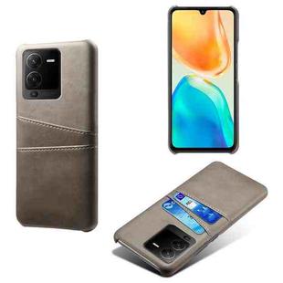 For vivo S15 Dual Card Slots Calf Texture PC + PU Phone Case(Grey)