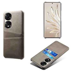 For Honor 70 Pro+ Dual Card Slots Calf Texture PC + PU Phone Case(Grey)