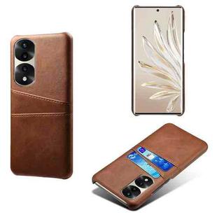 For Honor 70 Pro+ Dual Card Slots Calf Texture PC + PU Phone Case(Brown)