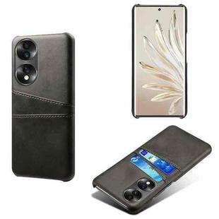 For Honor 70 Dual Card Slots Calf Texture PC + PU Phone Case(Black)