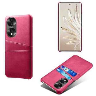 For Honor 70 Dual Card Slots Calf Texture PC + PU Phone Case(Rose Red)