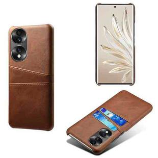 For Honor 70 Dual Card Slots Calf Texture PC + PU Phone Case(Brown)