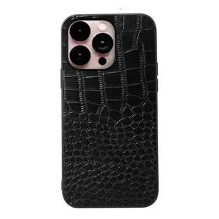 For iPhone 14 Pro Max Crocodile Top Layer Cowhide Leather Case (Black)