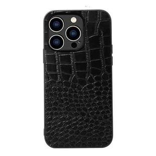 For iPhone 14 Pro Crocodile Top Layer Cowhide Leather Case (Black)