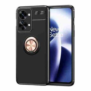 For OnePlus Nord 2T Metal Ring Holder TPU Phone Case(Black+Rose Gold)