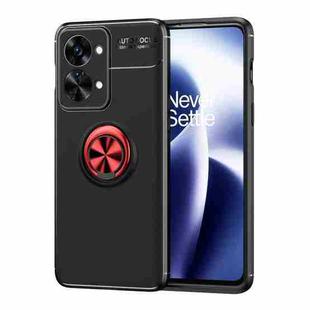 For OnePlus Nord 2T Metal Ring Holder TPU Phone Case(Black+Red)