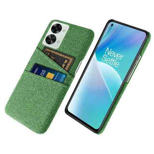 For OnePlus Nord 2T 5G Cloth Texture Card Slot PC+Nylon Phone Case(Green)