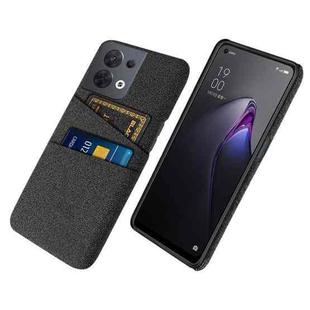 For OPPO Reno8 Cloth Texture Card Slot PC+Nylon Phone Case(Black)