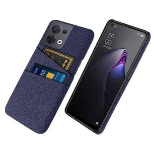 For OPPO Reno8 Cloth Texture Card Slot PC+Nylon Phone Case(Blue)