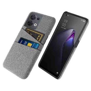 For OPPO Reno8 Cloth Texture Card Slot PC+Nylon Phone Case(Light Grey)