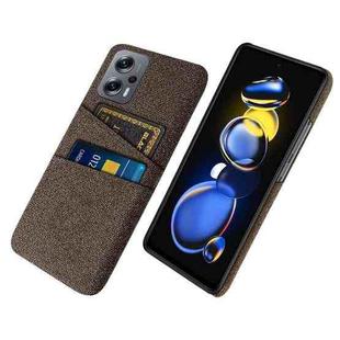 For Xiaomi Redmi Note 11T Pro+ Cloth Texture Card Slot PC+Nylon Phone Case(Brown)