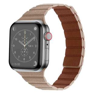 Strong Magnetic Leather Watch Band For Apple Watch Series 8&7 41mm / SE 2&6&SE&5&4 40mm / 3&2&1 38mm(Khaki)