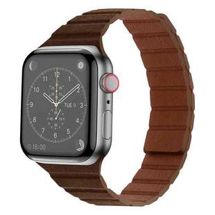 Strong Magnetic Leather Watch Band For Apple Watch Series 8&7 41mm / SE 2&6&SE&5&4 40mm / 3&2&1 38mm(Brown)