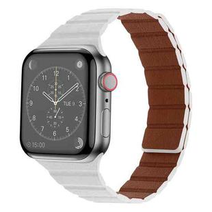 Strong Magnetic Leather Watch Band For Apple Watch Ultra 49mm / Series 8&7 45mm / SE 2&6&SE&5&4 44mm / 3&2&1 42mm(White)