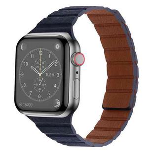 Strong Magnetic Leather Watch Band For Apple Watch Ultra 49mm / Series 8&7 45mm / SE 2&6&SE&5&4 44mm / 3&2&1 42mm(Dark Blue)