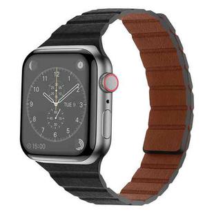 Strong Magnetic Leather Watch Band For Apple Watch Ultra 49mm / Series 8&7 45mm / SE 2&6&SE&5&4 44mm / 3&2&1 42mm(Black)