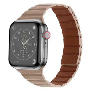 Strong Magnetic Leather Watch Band For Apple Watch Ultra 49mm / Series 8&7 45mm / SE 2&6&SE&5&4 44mm / 3&2&1 42mm(Khaki)