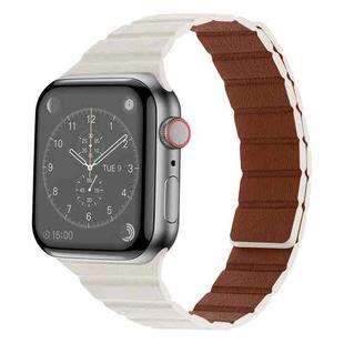 Strong Magnetic Leather Watch Band For Apple Watch Ultra 49mm / Series 8&7 45mm / SE 2&6&SE&5&4 44mm / 3&2&1 42mm(Starlight)