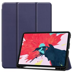 For iPad Pro 11 inch 2020 Custer Pattern TPU Smart Tablet Holster with Sleep Function & Tri-Fold Bracket & Pen Slot(Blue)