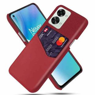 For OnePlus Nord 2T 5G Cloth Texture Card Slot PC + PU Phone Case(Red)