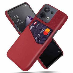 For OPPO Reno8 Cloth Texture Card Slot PC + PU Phone Case(Red)