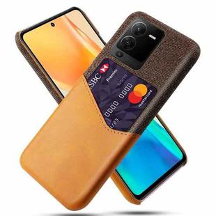 For vivo S15 Cloth Texture Card Slot PC + PU Phone Case(Orange)