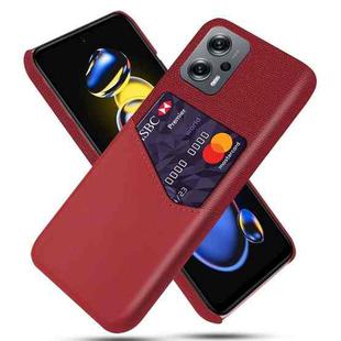 For Xiaomi Redmi Note 11T Pro+ Cloth Texture Card Slot PC + PU Phone Case(Red)