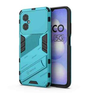 For Xiaomi Poco M4 5G Punk Armor 2 in 1 PC + TPU Shockproof Phone Case with Invisible Holder(Blue)