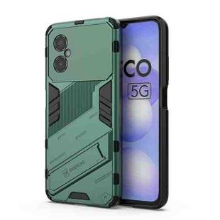 For Xiaomi Poco M4 5G Punk Armor 2 in 1 PC + TPU Shockproof Phone Case with Invisible Holder(Green)
