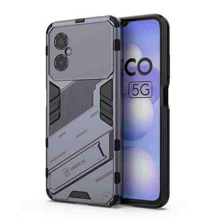 For Xiaomi Poco M4 5G Punk Armor 2 in 1 PC + TPU Shockproof Phone Case with Invisible Holder(Grey)