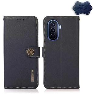 For Huawei nova Y70 Plus KHAZNEH Custer Genuine Leather RFID Phone Case(Blue)