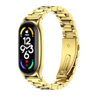 For Xiaomi Mi Band 7 / 7 NFC MIJOBS Three-Bead Metal Plus Stainless Steel Watch Band(Gold)