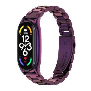 For Xiaomi Mi Band 7 / 7 NFC MIJOBS Three-Bead Metal Plus Stainless Steel Watch Band(Purple)