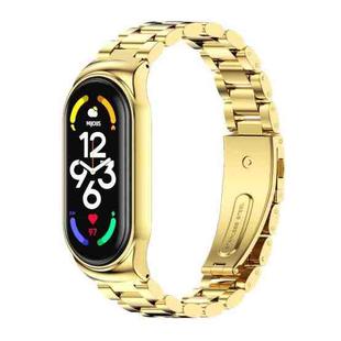 For Xiaomi Mi Band 7 / 7 NFC MIJOBS CS Three-Bead Metal Stainless Steel Watch Band(Gold)