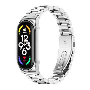 For Xiaomi Mi Band 7 / 7 NFC MIJOBS CS Three-Bead Metal Stainless Steel Watch Band(Silver)