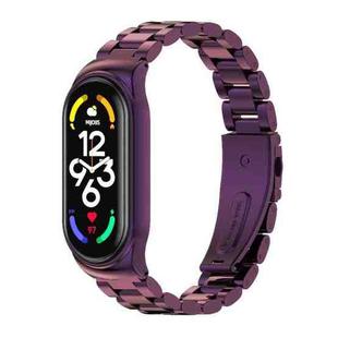 For Xiaomi Mi Band 7 / 7 NFC MIJOBS CS Three-Bead Metal Stainless Steel Watch Band(Purple)