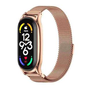 For Xiaomi Mi Band 7 / 7 NFC MIJOBS Milan Magnetic Plus Stainless Steel Watch Band(Rose Gold)