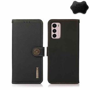 For Motorola Moto G42 KHAZNEH Custer Genuine Leather RFID Phone Case(Black)