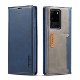For Galaxy S20 Ultra LC.IMEEKE LC-001 Series PU + TPU Color Matching Frosted Horizontal Flip Leather Case with Holder & Card Slot(Blue)